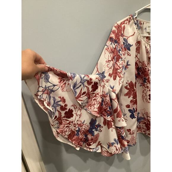 Misa Los Angeles Womens Leona Top Small White Floral Bell Sleeve Boho Romantic - Picture 8 of 12